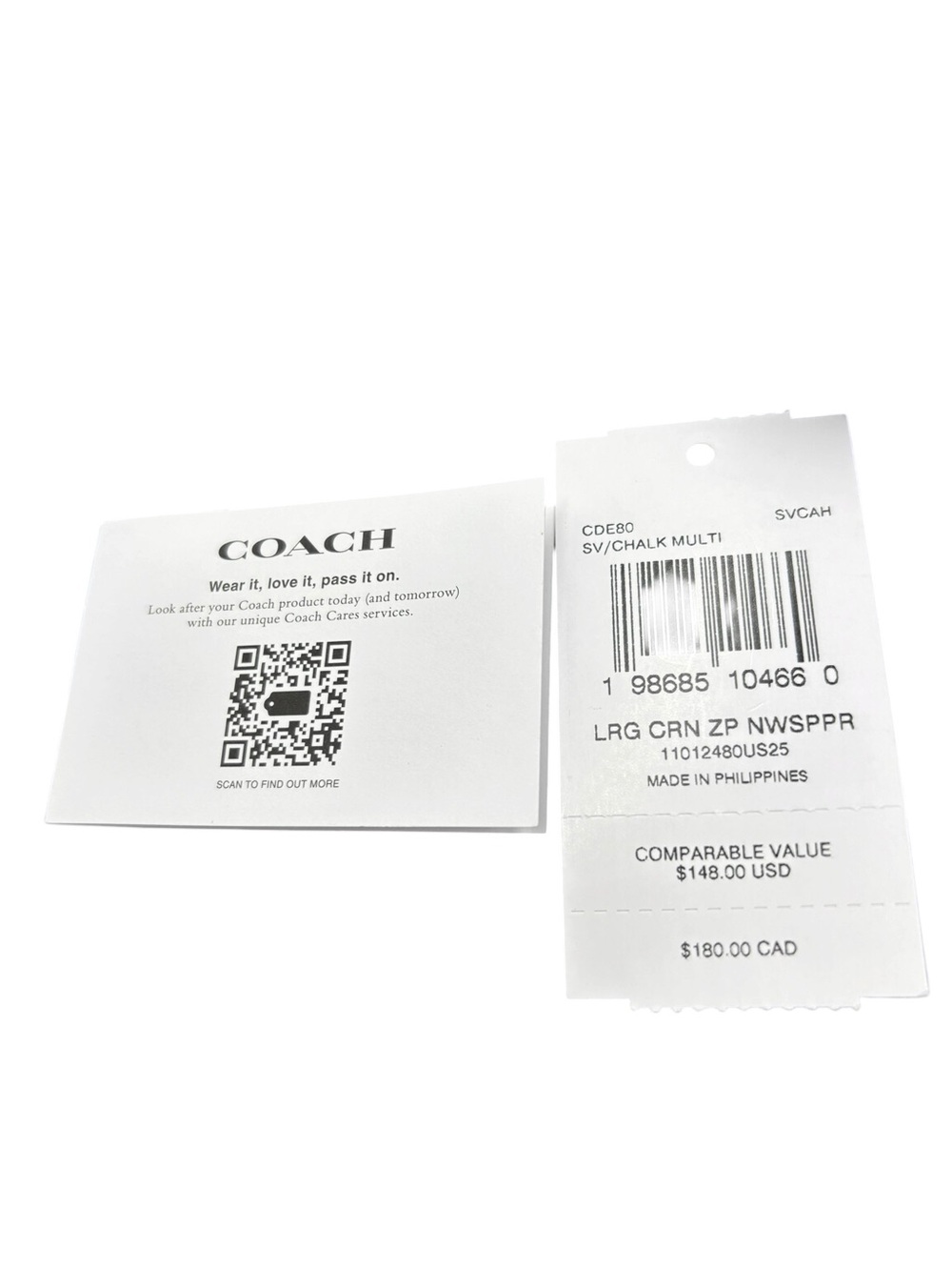 COACH Large Corner Zip Wristlet Newspaper Print Chalk Multi Leather - Picture 6 of 7